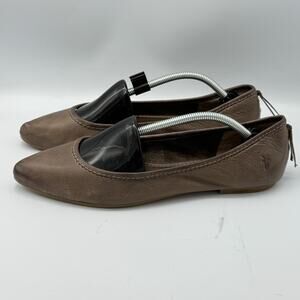 Frye Regina Wmns SIZE 8.5 Gray-Brown Point Toe Ballet Flats Boho Western Classic